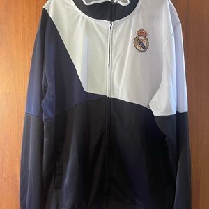 Real Madrid Men's Official Product Track Jacket Black, White and Navy XL